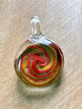 Handcrafted Unisex Flame Worked Glass Spiral Pendant